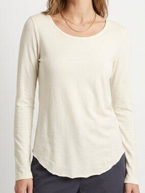 Soft Touch Majestic Paris White Viscose Long Sleeve Scoop Neck Tee Size 1 XS